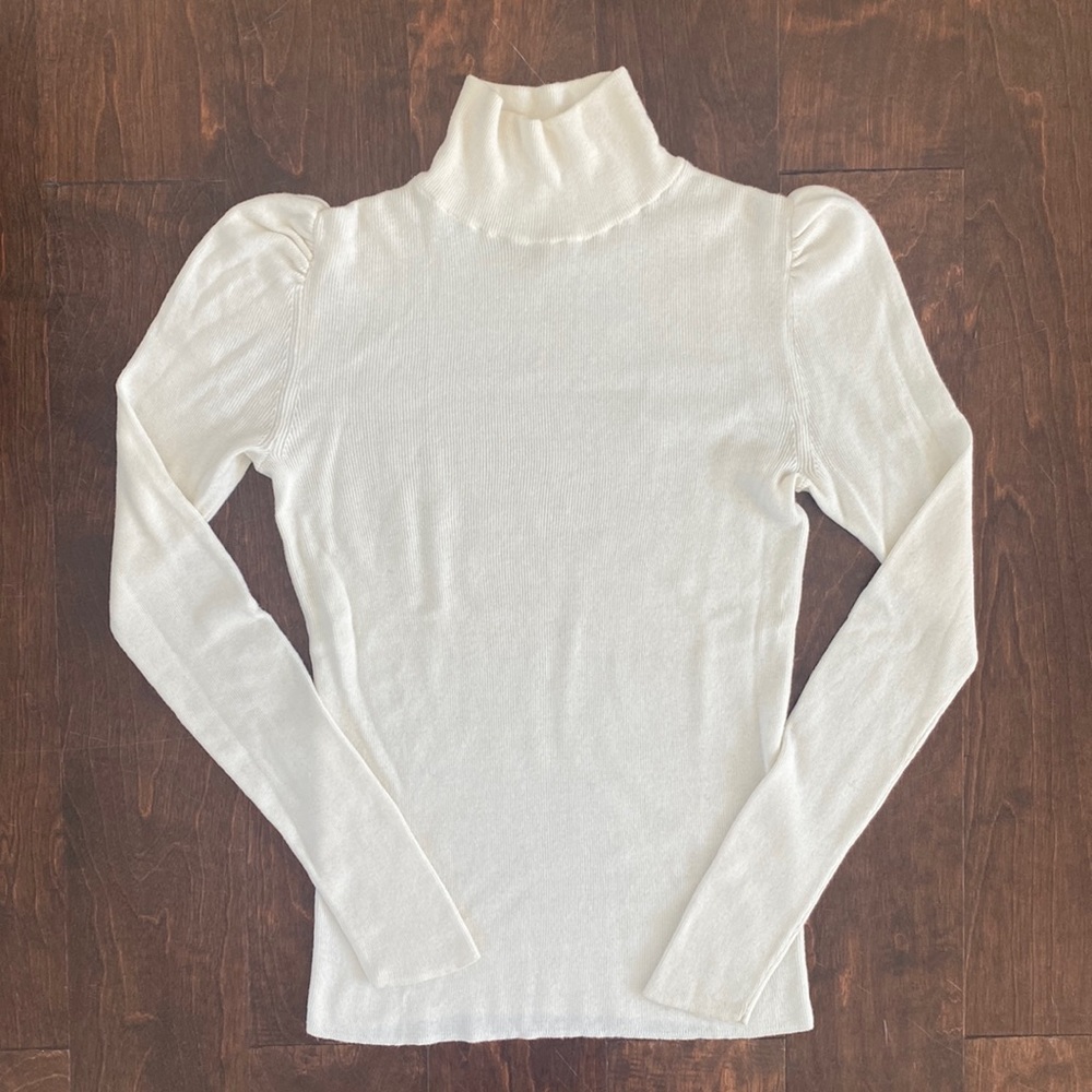 New w/o tag Rebecca Taylor La Vie Cream white Wool turtle neck pullover